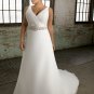 Cap sleeve Beading Chiffon Plus Size Wedding Dress 2012