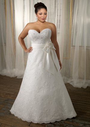 A-line Sweetheart Lace Plus Size Wedding Dress 2012