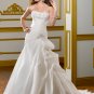 A-line Appliques Strapless Organza Satin Lace-up 2012 Wedding Dress