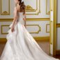 A-line Appliques Strapless Organza Satin Lace-up 2012 Wedding Dress