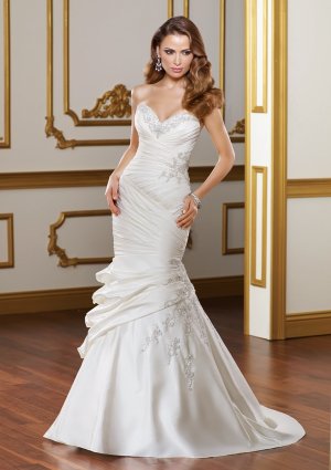 Drop Waist Mermaid Applique Lace-up 2012 Wedding Dress