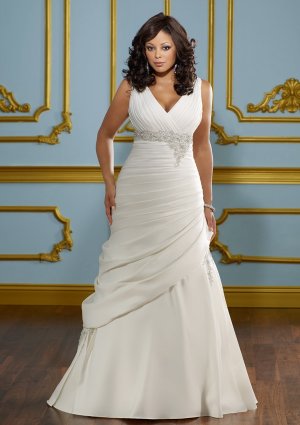 A-line Beading Cap Sleeve 2012 Plus Size Wedding Dress