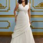A-line Beading Cap Sleeve 2012 Plus Size Wedding Dress