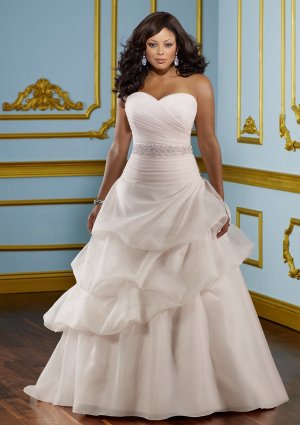 A-line Beading Organza 2012 Plus Size Wedding Dress