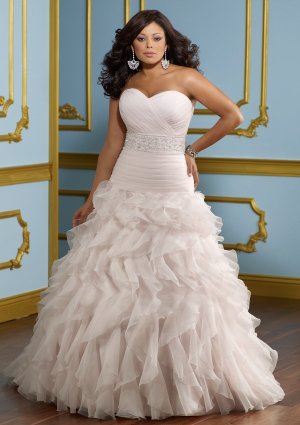 A-line Sweetheart Beading Organza 2012 Plus Size Wedding Dress