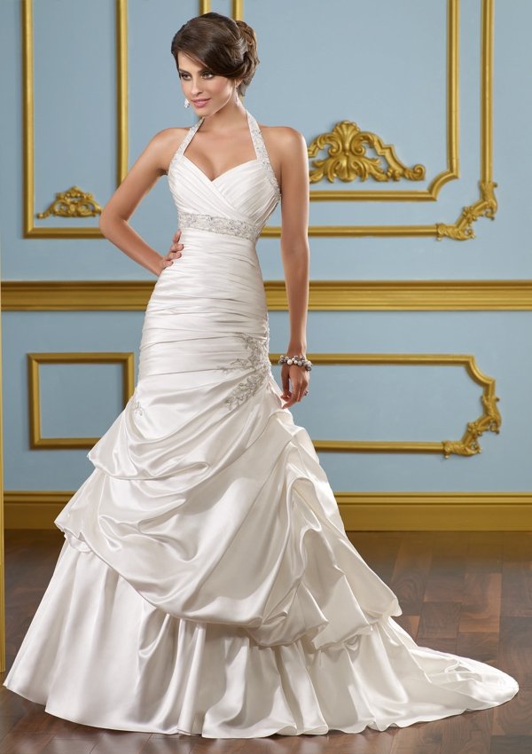 Halter Corset Drop Waist With Inner Petticoat 2012 Wedding Dress