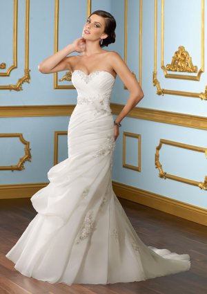 Mermaid Corset Beading Organza 2012 Wedding Dress