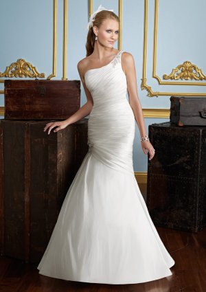 One-Shoulder Corset Mermaid 2012 Wedding Dress