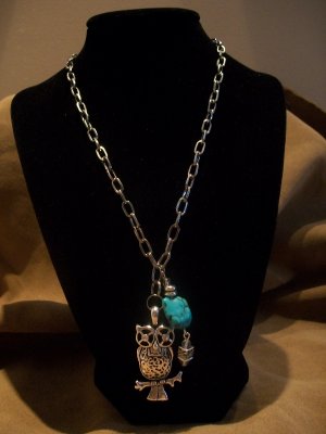 Owl and Turquoise Necklace