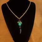 Turquoise &  Feather pendant necklace
