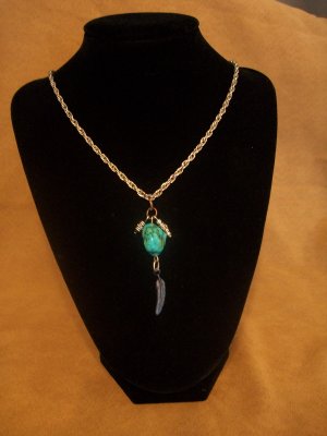 Turquoise &  Feather pendant necklace