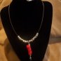 Leather Necklace & Bracelet with red stone pendant