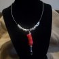 Leather Necklace & Bracelet with red stone pendant