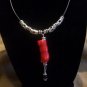 Leather Necklace & Bracelet with red stone pendant