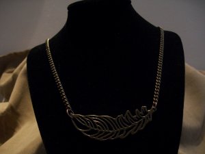 Antique Bronze Feather Necklace
