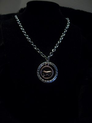 Silver & Copper Bird Pendant Necklace