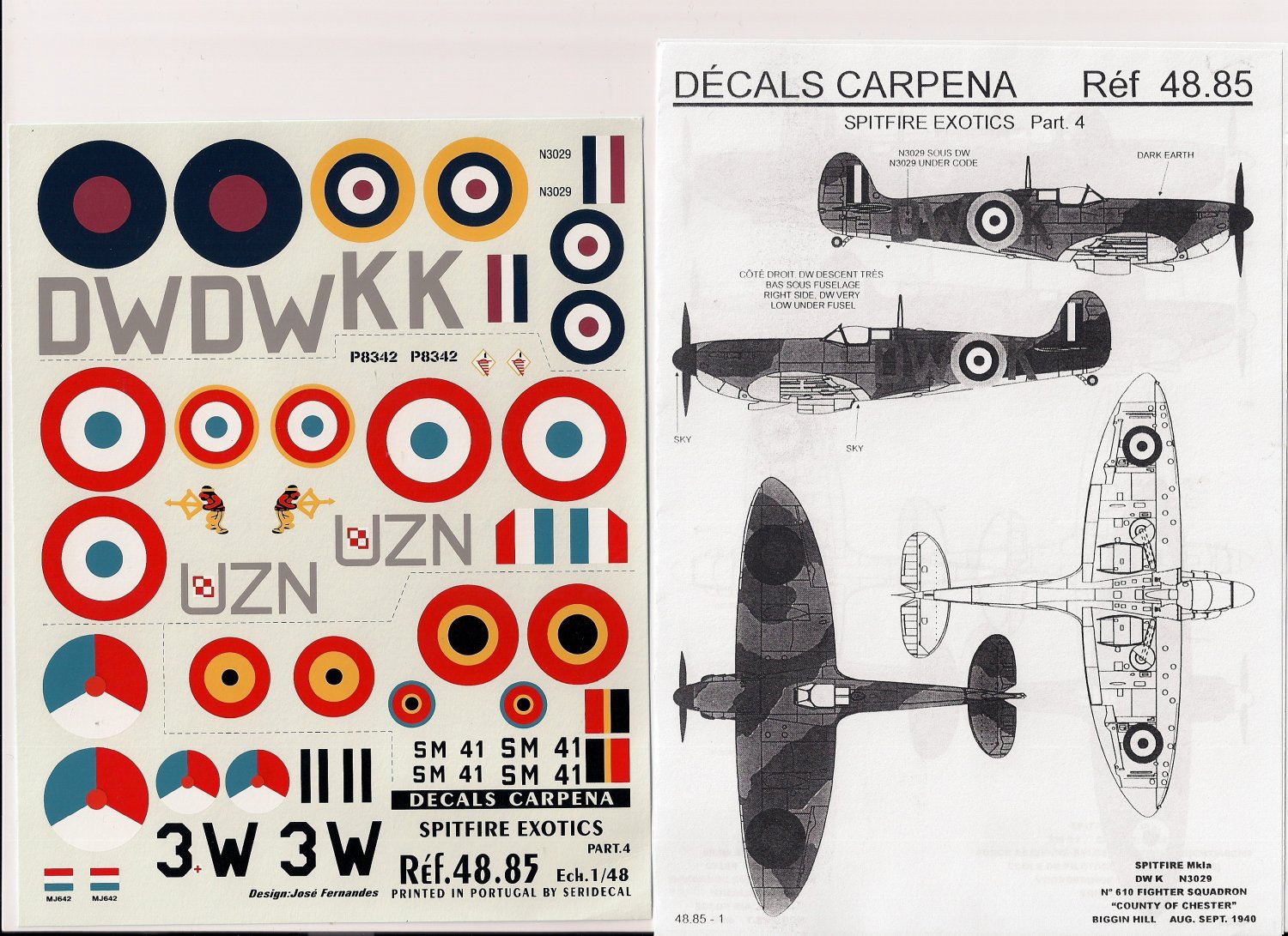 Decals Carpena 1/48 Spitfire Exotics Pt. 4 48.85