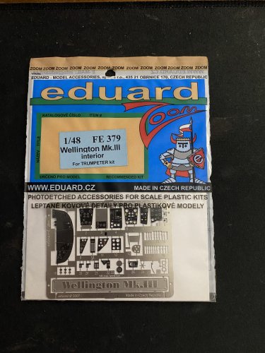 Eduard 1/48 Wellington Mk. III Interior FE 379 photo etch pe