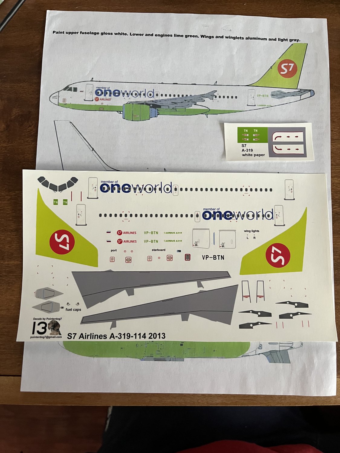 Pointer dog Decals 1/144 S7 Siberia Airlines A-319-114 2013 Airbus A 319 Decals