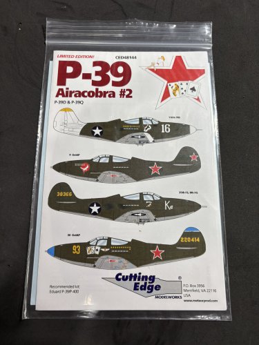 Cutting Edge Modelworks 1/48 P-39 Airacobra #2 P-39D & Q 48144 Decals