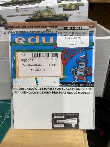 Eduard 1/48 Yak-1b Color Photo Etch Seatbelts Steel for Zvezda kit FE1011