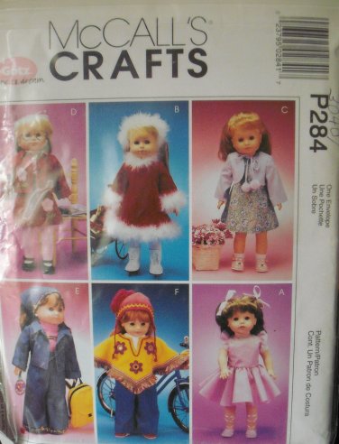 Pattern to make 18" Doll Clothes Coat, Jacket Pancho, Dress, Pants UNCUT Free Ship USA