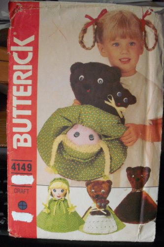 Vintage Pattern Toy Reversible Doll Goldilocks & Three Bears 4149 CUT Free Ship USA
