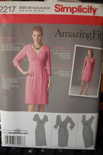 Pattern Wrap Look Dress sizes 16-24 Bust 40"-48" Free Ship USA