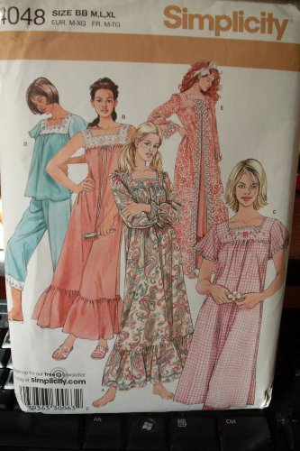 Pattern Fancy Nightwear Robe, PJs, Gowns Sizes M-XL Bust 38"-48" CUT Free Ship USA