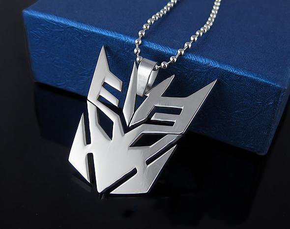 Transformers Decepticon Silver Stainless Steel Pendant Necklace Chain