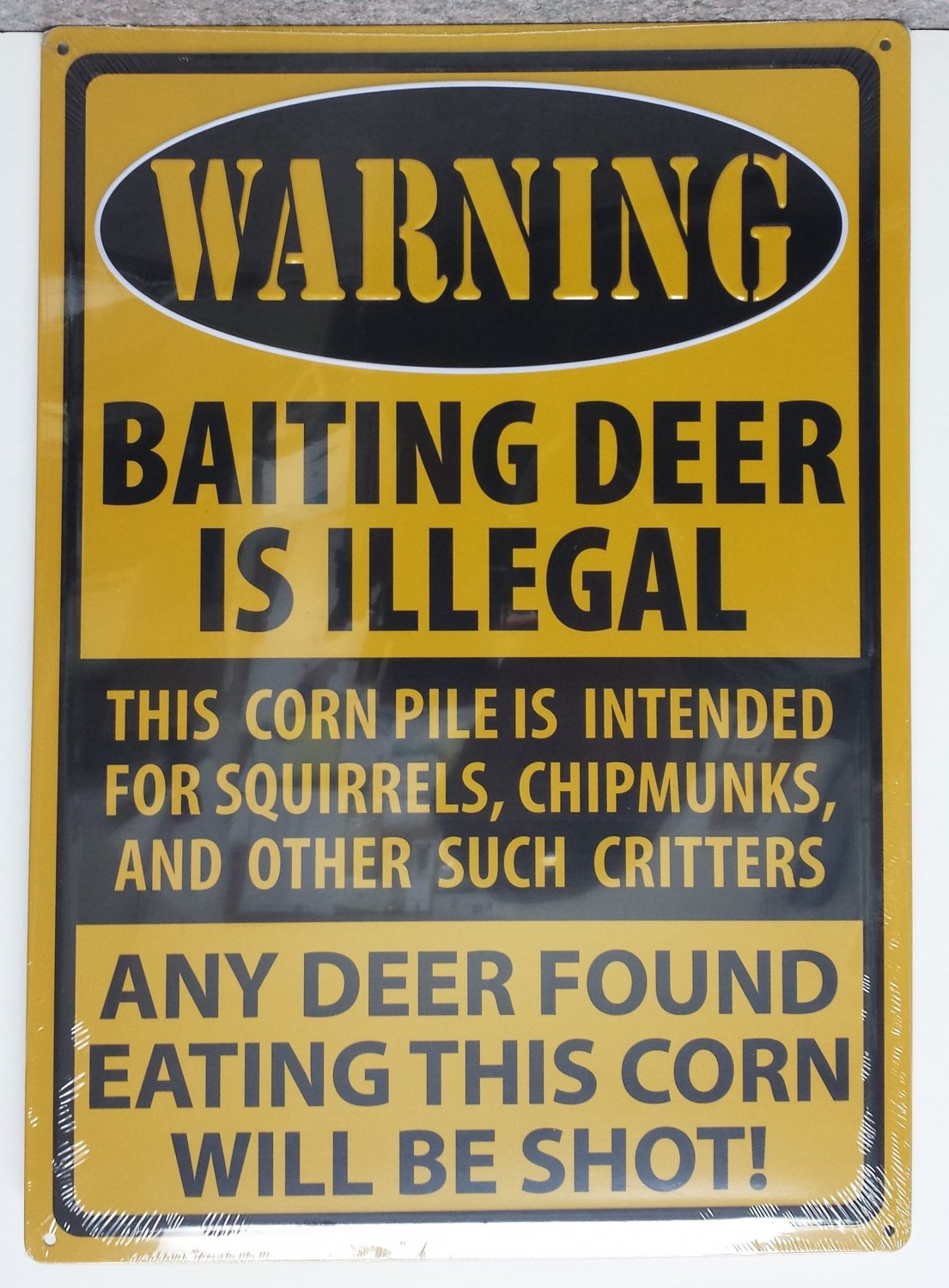 Warning Baiting Deer.... Tin Sign 12x17 643323148808