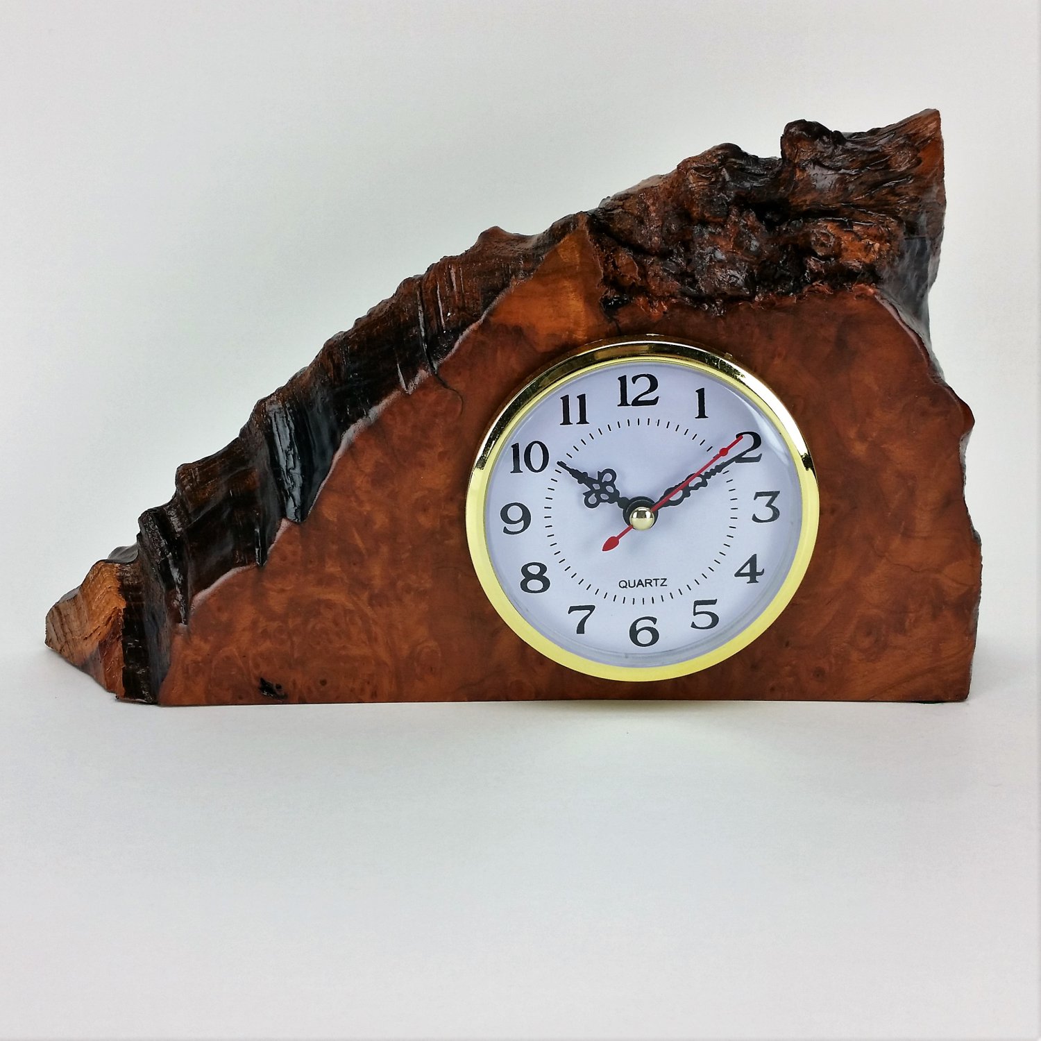 Redwood Burl Clock Handmade Shelf Mantle Desk Office Gifts Men B