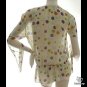 VINTAGE 70S INSPIRED models off duty style fashion clothing COLORFUL DOTS SHEER CHIFFON TOP USA 6/8