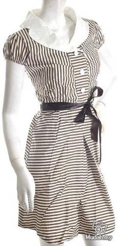 vintage inspired 1950s striped belted waitress dress models off duty style fashion clothing