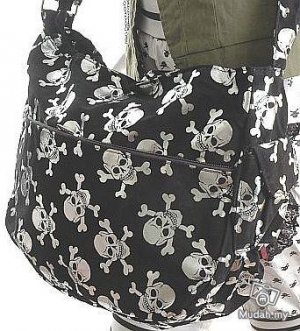 models off duty style fashion clothing skull velvet messenger bag