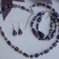 Iridescent Purple Glass Necklace Set