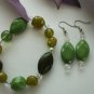 Green Bead and Crystal Earrings