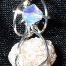 SS Wrapped Selenite Rose w/Swarovski Accent Bead
