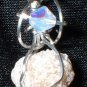 SS Wrapped Selenite Rose w/Swarovski Accent Bead