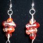 Sterling Silver Red and Orange Faceted Beaded Earrings