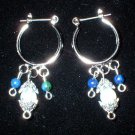 Silver Hoop Earrings with Opalite & Azurite