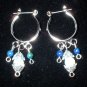 Silver Hoop Earrings with Opalite & Azurite
