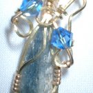Brass Wrapped Kyanite Pendant with Swarovski Beads