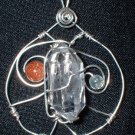 Sterling Silver Tibetan Quartz w/Goldstone and Prehnite Pendant