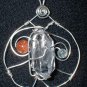 Sterling Silver Tibetan Quartz w/Goldstone and Prehnite Pendant