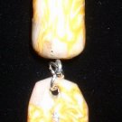 Yellow, White, and Silver Polymer Clay Pendant
