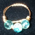 Brass Blue & Pink glass Ring, size 8