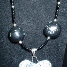 Black Beaded Necklaces w/ 3 Sapphires