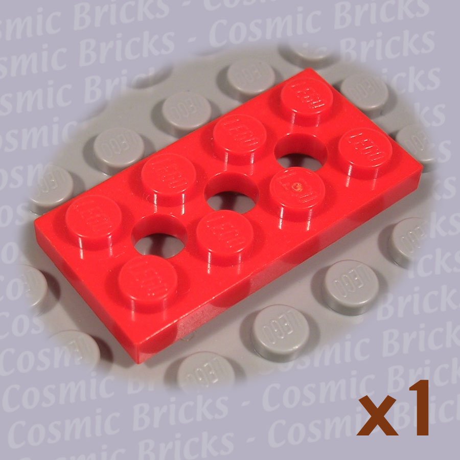 LEGO Bright Red Technic Plate 2x4 3 Holes 370921 3709 (single,U)