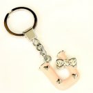 stainless steel enamel key chain initial "U"